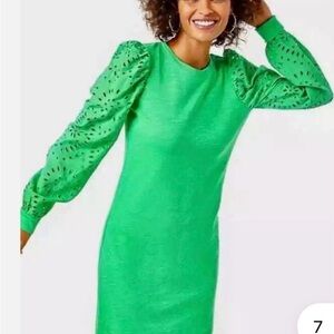 Lilly Pulitzer Cabana Green Eyelet Puff-Sleeve Jasona Midi Dress